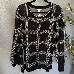 Charter Club Black and White Checkered Sweater